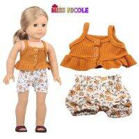 Born New Baby Doll Clothes Accessories Fit 18 inch 43cm Orange suspenders and white shorts For Baby Birthday Festival Gift