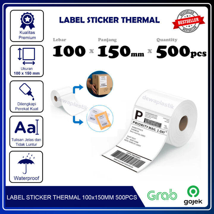 Label Thermal 100x150 Isi 500 Ukuran A6 Kertas Stiker Barcode 100x150mm