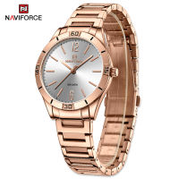 NAVIFORCE Women Watch Casual Waterproof Ladies Wristwatch Stainless Steel Rose Gold Dial Quartz Watches