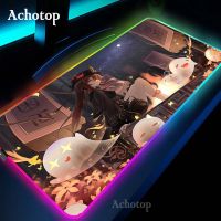 HU TAO Genshin Impact 80x30cm Computer Gaming Mouse Pad RGB PC Laptop Gamer Mousepad Anime Antislip Large LED Carpet Mat Backlit