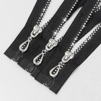 40/50/60/70cm Resin Zipper 5# Black Open-end Rhinestone Diamond Shining White Repair Zip Bag Coat Handmade Sewing Accessories Door Hardware Locks Fabr