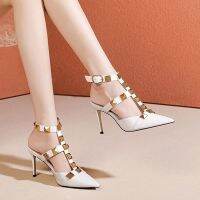 vt 2023 Rivet Leather New Solid Colour valentinoˉSandals Stiletto Heel Shoes Big Rivet heighten Leather Womens Shoes with gift box