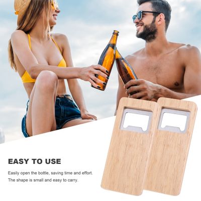 15Pcs Wood Beer Bottle Opener Wooden Handle Corkscrew Stainless Steel Square Openers Bar Kitchen Accessories Party Gift