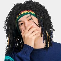 [Hana Clothing Store] มาใหม่ Rasta วิกผมหมวกหมวกจาไมก้า Rasta ที่ทำด้วยมือหมวกเร้กเก้ Dreadlocks แอฟริการากวิกผมบ๊อบมาร์เลย์