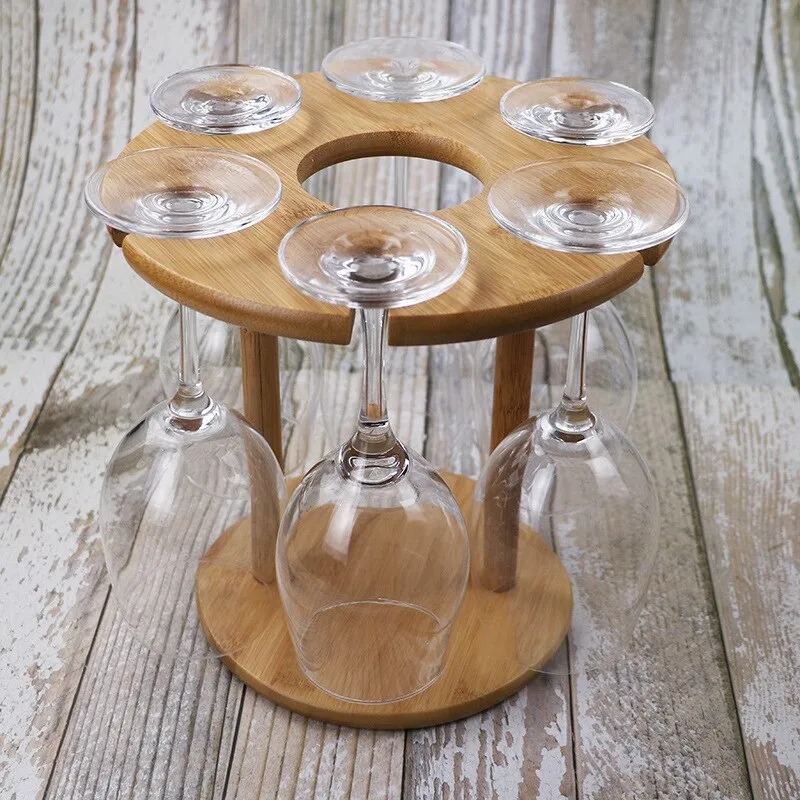 Wine Glass Drying Rack And Bottle Holder Wooden Wine Storage Glasses Hook  Stand Organizer Tray With