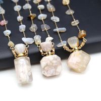 Agate Perfume Bottle Necklace Charms Diffuser Pendant for Jewerly