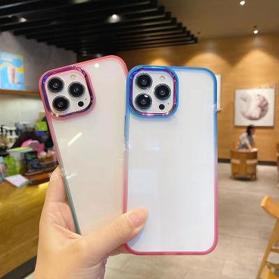 เคสหลังใสขอบสีทูโทน สำหรับ Oppo Reno8Z สำหรับ Realme9I Realme C3 C55 C21 C35 C12 C15 C25 C21Y C25Y C30 C30s RealmeNarzo50Apriem Realme 5 5s 5i 6i