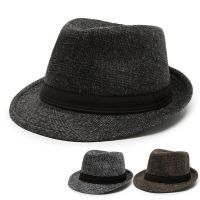 Retro Fedora Hat Men Ribbon Band Wide Brim Felt Hats British Elegant Man Jazz Cap Outdoor Woolen Bowler Hats