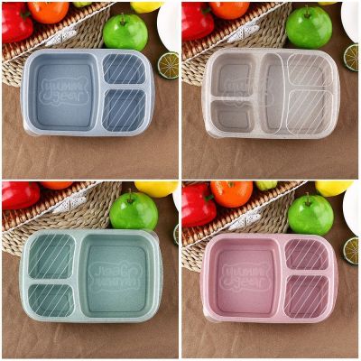 Portable Lunch Box Eco-friendily Wheat Straw Boxes Picnic Storage Box Fruit Container Compartmentalized Lunchbox for Kids Adult