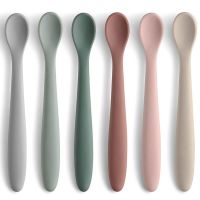 6 Pcs Silicone Baby Feeding Spoons First Stage Baby Infant Spoons Soft-Tip Easy on Gums/Baby Training Spoon Self Feeding