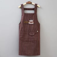 Cotton and linen straps apron coarse female han edition oil kitchen antifouling against new clothing overalls