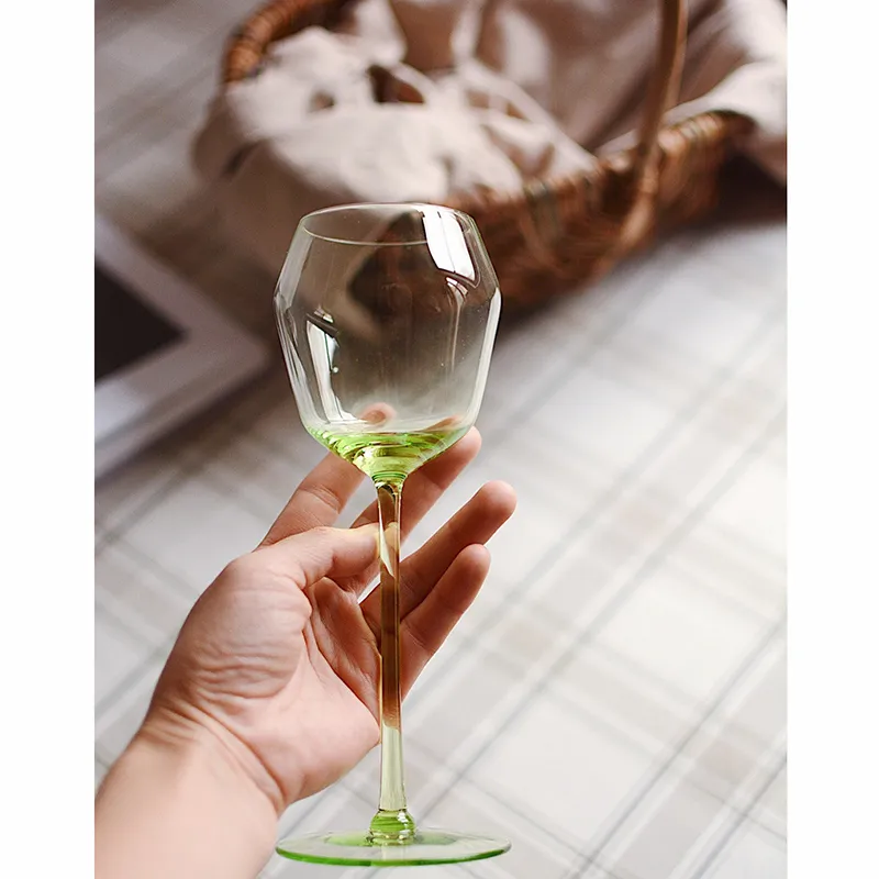 Retro Green Goblet Wine Glass Champagne Flute Cup Beautiful Vintage  Transparent Whiskey Margarita Drinking Wine Glasses Barware