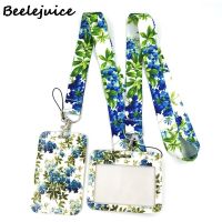 Blue Green Flowers Credit Card ID Holder Bag Student Women Travel Card Cover Badge Gifts Accessories Work Name Card Holder Gift