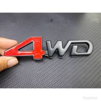 โลโก้ 4wd เหล็กนูน สีแดงดำ