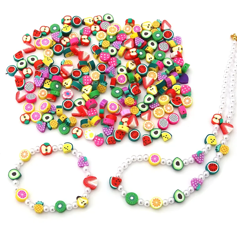 30pcs/Bag Fruit Beads Mixed Color Polymer Clay Spacer Beads For