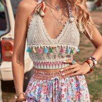 Available 7 colors Summer European and American style crochet camisole beach พร้อมส่ง 7 สี เสื้อสายเดี่ยวโครเชต์สไตล์ยุโรปและอเมริกา เที่ยวทะเล