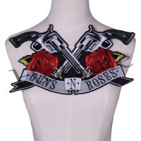 【hot sale】 ✒◇⊕ B15 Guns N Roses Music Rock Band Patch Embroidery Iron on Backing For Jacket Custom DIY Design Black Twill Fabric