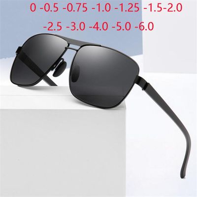 Hot New TR90 Driving Anti-Glare Myopia Sunglasses Men Polarized Metal Double Beam Short-sight Eyeglasses 0 -0.5 -0.75 To -6.0 Cycling Sunglasses