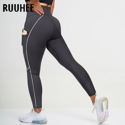 RUUHEE Yoga Pants High Waist V Type Sport Tights Fitness Female Night Run Solid Leopard Gym Pant Women Workout Yoga Leggings