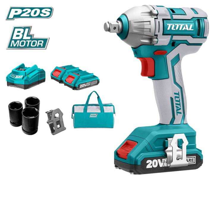 Total Impact Wrench Brushless Motor 2.0Ah Battery Fast Charge Lithium ...