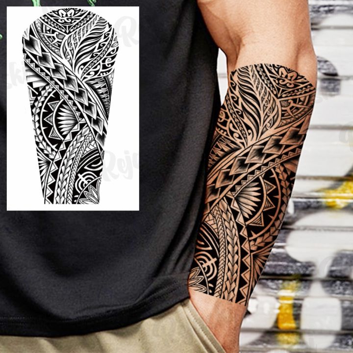 Black Thorns Maori Tattoos For Men Adults Realistic Lion Tiger Compass War  Totem Fake Tattoo Sticker Arm Leg Waterproof Tatoos | Lazada