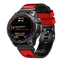 สำหรับ Garmin Fenix 7X สายนาฬิกาข้อมือซิลิโคนแบบปลดเร็วสองสีแบบเรียบขนาด26มม. (สีแดง)