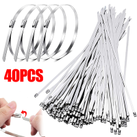 20/40 Pcs สแตนเลสสายผูก 200/250/300 มม. ท่อไอเสียเคลือบล็อค Heavy Duty Self - Locking สายโลหะลวด Zip Tie-Yunjuek