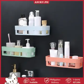 Wall Mounted Bathroom Storage Shelf Self-adhesive Kitchen Corner Holder Rack