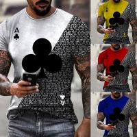 【Mens clothing】2022Tshirt For Men Playing CardsSquare A PrintedMen O Collared Oversized Short SleeveT Shirts