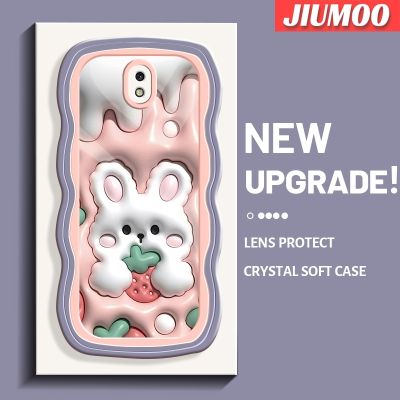 JIUMOO เคสปลอกสำหรับ Samsung J7โปร J7 2017 J7 2018ลายการ์ตูนกระต่ายสตรอเบอร์รี่เคสโทรศัพท์นิ่มกันกระแทกสีสันสดใสป้องกันเลนส์กล้องเคสใส