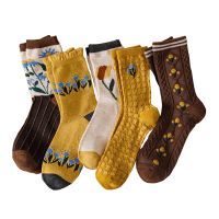 【Sock shop】2คู่ฤดูหนาวผ้าขนสัตว์ชนิดหนึ่งผู้หญิงถุงเท้าสไตล์ญี่ปุ่นดอกไม้พิมพ์ขี่จักรยานถุงเท้ายาวให้อบอุ่นมีความสุข Socken สาวแฟชั่น