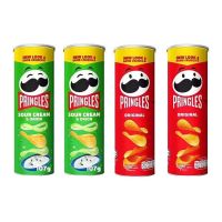 พริงเกลส์ PRINGLES POTATO CRISPS CHIPS มันฝรั่งแผ่น มันฝรั่งแผ่นทอดกรอบ 107กรัม