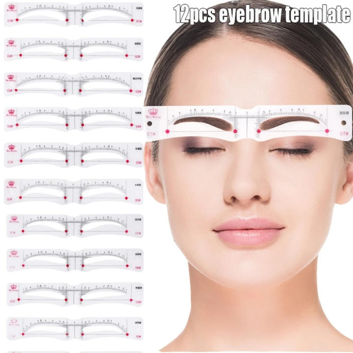 🔥Fast shipping🔥12 Style Fixable Eyebrow Stencil Professional Eyebrow ...