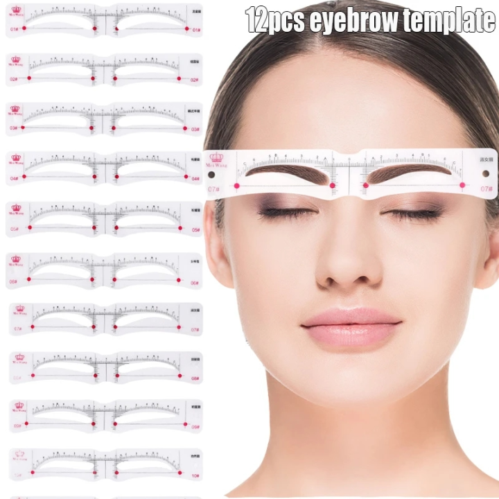 🔥fast Shipping🔥12 Style Fixable Eyebrow Stencil Professional Eyebrow Shaper Card Template 4090