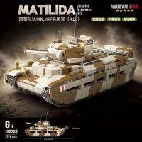 แบบทหาร WW2 UK Matilda Mk.ii เครื่องประดับคอลเลกชันรถถังทหารราบบล็อกตัวต่อของเล่นของขวัญคริสต์มาส