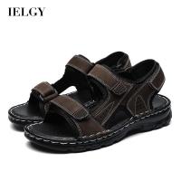 IELGY ผู้ชายแฟชั่นสบายๆเปิดนิ้วเท้าระบายอากาศรองเท้าแตะชายหาด Velcro