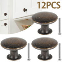 【CW】12Pcs Vintage Cabinet Knobs Antique Bronze Cupboard Door Pull Knob Round Zinc Alloy Dresser Knob Single Hole Drawer Handle Knob