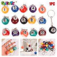 Mini Billiards Shaped Keyring Assorted Colorful Billiards Pool Small Ball Keychain Creative Hanging Decorations