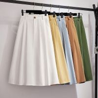 【CW】 PEONFLY Fashion 2022 Skirts Korean Waist Mid Calf Female School