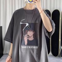 CODiy085671 Printed Mens T-shirt Loose Fashion Brand Summer Trendy All-Match Leisure Hong Kong Style T-shirt