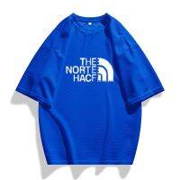 ♕Thenorthfaceกิโลวัตต์แขนสั้นผู้ชาย,เสื้อยืดวาฟเฟิลลำลองสีทึบฤดูร้อนไหล่หลวมกีฬาแฟชั่นครึ่งแขน