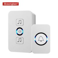 ㍿✷ Bcsongben wireless waterproof doorbell 1 button 1 receiver 300M remote control smart home hotel wireless door ring US plug