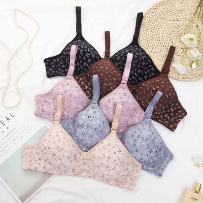 【CW】 New style women  39;s comfortable gathering underwear without steel ring floral flower collection side milk adjusting bra