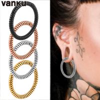 Vanku 2ชิ้นใหม่ต่างหูห่วงเจาะหูเกลียวสแตนเลส,เกจวัดน้ำหนักอัญมณีประดับร่างกายของขวัญแฟชั่นสำหรับทุกเพศ