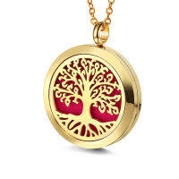 Tree Hollowed Magnetic Aromatherapy Diffuser สร้อยคอจี้สร้อยคอสแตนเลสน้ำหอม Essential Oil Locket Necklace-GONGXI