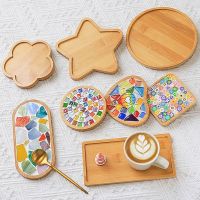 【CW】 Tray Wood Saucer Pot Holder Cup Coaster Plate for Painting