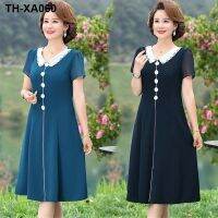 Middle-aged style chiffon dress summer 2022 new above-the-knee long of middle-aged and elderly women