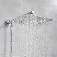 Quyanre Chrome Rainfall Shower Faucet Wall Mount Bathroom Shower System Ultrathin Shower Head Shower Arm Shower Hose