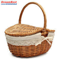 ❤️ Dream Best 39cm x28cmx40cm Large Wicker Camping Picnic Storage Handle Basket Storage Hamper