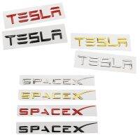 สติกเกอร์ตัวอักษรอะไหล่โลโก้ฝาหน้าฝาหลังกระโปรงรถสำหรับตรา Tesla รุ่น3 X S Y อุปกรณ์สัญลักษณ์อัตโนมัติพื้นที่รูปลอก